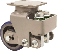 Hamilton - 5" Diam x 2" Wide, Polyurethane Mold on to Cast Iron Center Swivel Caster - 840 Lb Capacity, Top Plate Mount, 4" x 5" Plate, Sealed Precision Ball Bearing Bearing - Apex Tool & Supply