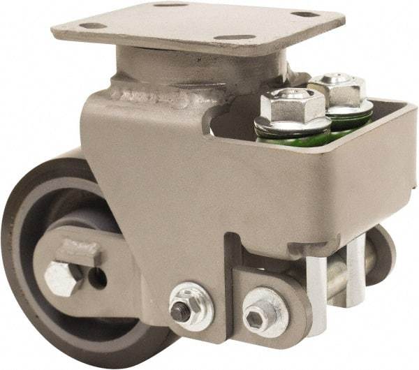Hamilton - 5" Diam x 2" Wide, Polyurethane Mold on to Cast Iron Center Swivel Caster - 1,315 Lb Capacity, Top Plate Mount, 4" x 5" Plate, Sealed Precision Ball Bearing Bearing - Apex Tool & Supply
