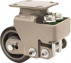 Hamilton - 5" Diam x 2" Wide, Polyurethane Mold on to Cast Iron Center Swivel Caster - 1,315 Lb Capacity, Top Plate Mount, 4" x 5" Plate, Sealed Precision Ball Bearing Bearing - Apex Tool & Supply