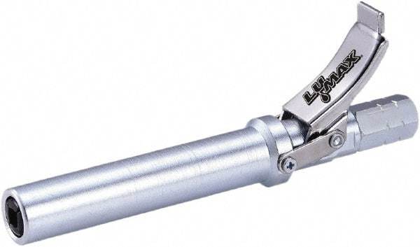 lumax - 15,000 Operating psi, 1/8 Thread, Steel Fixed Grease Gun Coupler - NPT (F) Thread, 22,000 psi Burst Pressure, Silver - Apex Tool & Supply