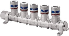 CEJN - 1/2" Inlet, 1/4" Outlet Manifold - 8-1/2" Long x 2.28" Wide x 2.7" High, 0.245" Mount Hole, 212°F Max, 230 Max PSI, 1 Inlet Port, 5 Outlet Ports - Apex Tool & Supply