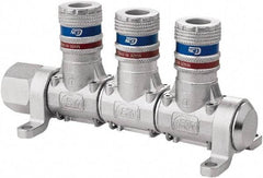 CEJN - 1/2" Inlet, 1/4" Outlet Manifold - 5-3/4" Long x 2.28" Wide x 2.7" High, 0.245" Mount Hole, 212°F Max, 230 Max PSI, 1 Inlet Port, 3 Outlet Ports - Apex Tool & Supply