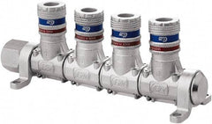 CEJN - 1/2" Inlet, 1/4" Outlet Manifold - 7" Long x 2.28" Wide x 2.7" High, 0.245" Mount Hole, 212°F Max, 230 Max PSI, 1 Inlet Port, 4 Outlet Ports - Apex Tool & Supply
