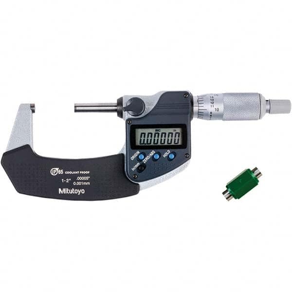 Mitutoyo - Electronic Outside Micrometers Type: Coolant-proof Minimum Measurement (Decimal Inch): 1.0000 - Apex Tool & Supply