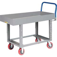 Little Giant - 2,000 Lb Capacity Steel Platform Truck - Steel Deck, 24" OAW, 49-1/2" Platform Length, Polyurethane Casters - Apex Tool & Supply