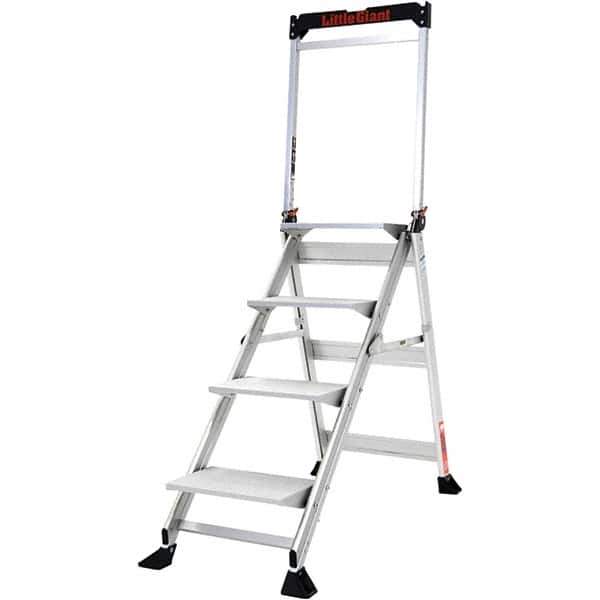 Little Giant Ladder - 4 Steps, 4' High, Type IAA Rating, Aluminum Step Stand - 375 Lb Capacity, 21-1/2" Base Width - Apex Tool & Supply