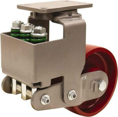 Hamilton - 8" Diam x 3" Wide, Cast Iron Swivel Caster - 2,600 Lb Capacity, Top Plate Mount, 4-1/2" x 6-1/2" Plate, Sealed Precision Ball Bearing Bearing - Apex Tool & Supply