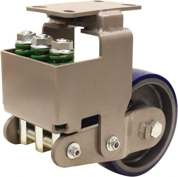 Hamilton - 8" Diam x 3" Wide, Polyurethane Mold on to Cast Iron Center Rigid Caster - 2,000 Lb Capacity, Top Plate Mount, 4-1/2" x 6-1/2" Plate, Sealed Precision Ball Bearing Bearing - Apex Tool & Supply