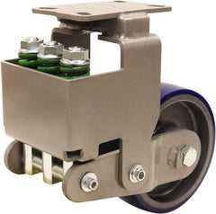 Hamilton - 8" Diam x 3" Wide, Polyurethane Mold on to Cast Iron Center Rigid Caster - 2,000 Lb Capacity, Top Plate Mount, 4-1/2" x 6-1/2" Plate, Sealed Precision Ball Bearing Bearing - Apex Tool & Supply