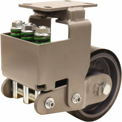Hamilton - 8" Diam x 3" Wide, Polyurethane Mold on to Cast Iron Center Rigid Caster - 3,145 Lb Capacity, Top Plate Mount, 4-1/2" x 6-1/2" Plate, Sealed Precision Ball Bearing Bearing - Apex Tool & Supply