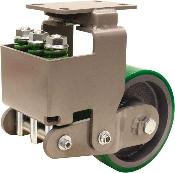 Hamilton - 8" Diam x 3" Wide, Polyurethane Mold on to Cast Iron Center Rigid Caster - 3,145 Lb Capacity, Top Plate Mount, 4-1/2" x 6-1/2" Plate, Sealed Precision Ball Bearing Bearing - Apex Tool & Supply