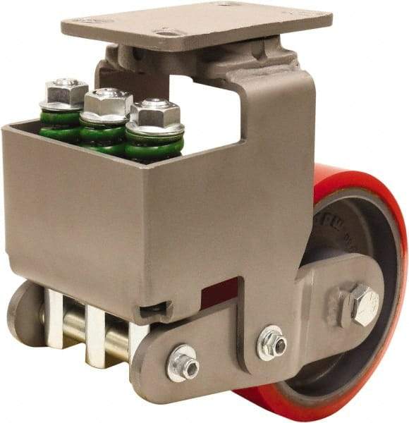 Hamilton - 8" Diam x 3" Wide, Polyurethane Mold on to Cast Iron Center Swivel Caster - 2,500 Lb Capacity, Top Plate Mount, 4-1/2" x 6-1/2" Plate, Sealed Precision Ball Bearing Bearing - Apex Tool & Supply
