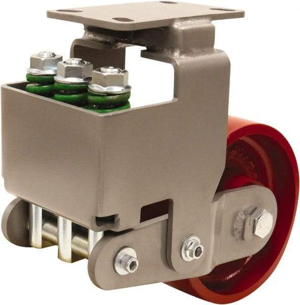 Hamilton - 8" Diam x 3" Wide, Cast Iron Rigid Caster - 2,600 Lb Capacity, Top Plate Mount, 4-1/2" x 6-1/2" Plate, Sealed Precision Ball Bearing Bearing - Apex Tool & Supply