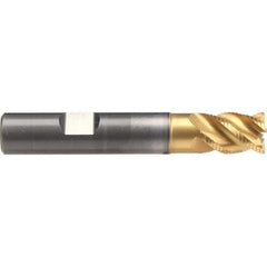 Emuge - 8mm Diam, 12mm LOC, 4 Flute Solid Carbide Roughing & Finishing End Mill - TiN/TiAlN Finish, 58mm OAL, 8mm Shank Diam, Weldon Shank, 45° Helix, Stub Length - Apex Tool & Supply