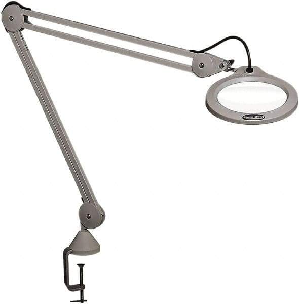 Vision Engineering - 45" Arm, Spring Suspension, Clamp Mount, LED, Light Gray, Magnifying Task Light - 10 Watts, 100-240 Volts, 2.25x Magnification, 5" Wide x 8" Long - Apex Tool & Supply