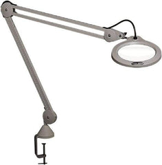 Vision Engineering - 30" Arm, Spring Suspension, Clamp Mount, LED, Light Gray, Magnifying Task Light - 10 Watts, 100-240 Volts, 2.25x Magnification, 5" Wide x 8" Long - Apex Tool & Supply