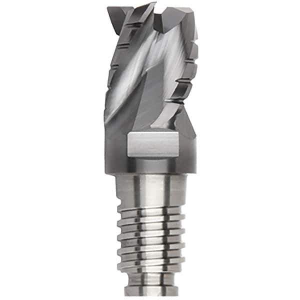 Kennametal - 5/8" Diam, 15/32" LOC, 3 Flute, 0.015" Corner Radius End Mill Head - Solid Carbide, AlTiN Finish, Duo-Lock 16 Connection, Spiral Flute, 35° Helix, Centercutting - Apex Tool & Supply