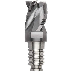 Kennametal - 3/8" Diam, 9/32" LOC, 3 Flute, 0.015" Corner Radius End Mill Head - Solid Carbide, AlTiN Finish, Duo-Lock 10 Connection, Spiral Flute, 35° Helix, Centercutting - Apex Tool & Supply
