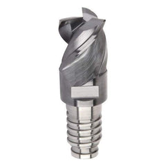 Kennametal - 9.7mm Diam, 7.5mm LOC, 3 Flute, 0.33mm Corner Radius End Mill Head - Solid Carbide, AlTiN Finish, Duo-Lock 10 Connection, Spiral Flute, 42, 45 & 48° Helix, Centercutting - Apex Tool & Supply