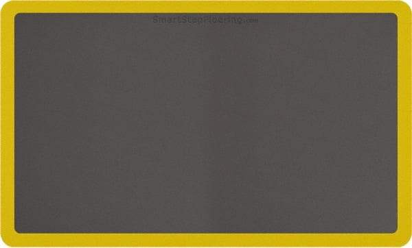 Smart Step - 5' Long x 3' Wide, Dry Environment, Anti-Fatigue Matting - Gray with Yellow Borders, Urethane with Urethane Sponge Base, Beveled on All 4 Sides - Apex Tool & Supply