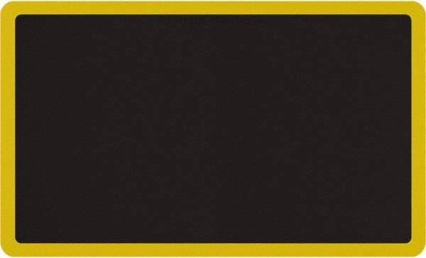 Smart Step - 5' Long x 3' Wide, Dry Environment, Anti-Fatigue Matting - Black with Yellow Borders, Urethane with Urethane Sponge Base, Beveled on All 4 Sides - Apex Tool & Supply