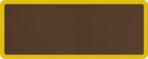 Smart Step - 5' Long x 2' Wide, Dry Environment, Anti-Fatigue Matting - Brown with Yellow Borders, Urethane with Urethane Sponge Base, Beveled on All 4 Sides - Apex Tool & Supply