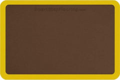 Smart Step - 3' Long x 2' Wide, Dry Environment, Anti-Fatigue Matting - Brown with Yellow Borders, Urethane with Urethane Sponge Base, Beveled on All 4 Sides - Apex Tool & Supply