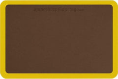Smart Step - 3' Long x 2' Wide, Dry Environment, Anti-Fatigue Matting - Brown with Yellow Borders, Urethane with Urethane Sponge Base, Beveled on All 4 Sides - Apex Tool & Supply