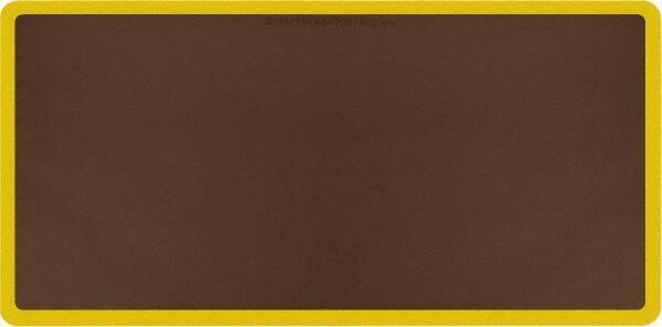Smart Step - 6' Long x 3' Wide, Dry Environment, Anti-Fatigue Matting - Brown with Yellow Borders, Urethane with Urethane Sponge Base, Beveled on All 4 Sides - Apex Tool & Supply