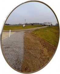 PRO-SAFE - Indoor/Outdoor Round Convex Safety, Traffic & Inspection Mirrors - Acrylic Lens, Plastic Backing, 48" Diam x 49" High - Apex Tool & Supply