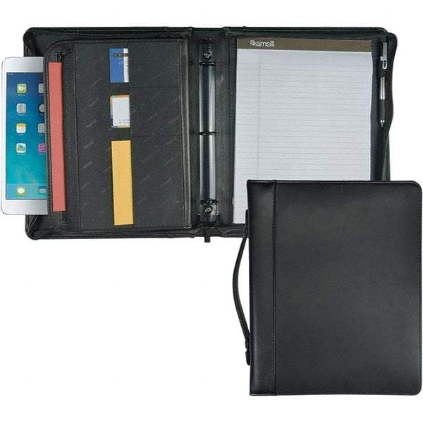 Samsill - 13-1/2" Long x 11" Wide Leatherette Two-Pocket Portfolios - Black - Apex Tool & Supply