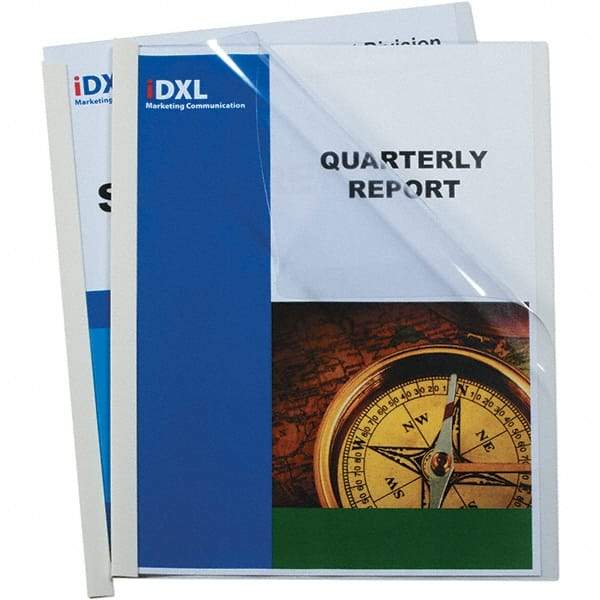 C-LINE - 11" Long x 8-1/2" Wide Report Cover with Binding Bars - White - Apex Tool & Supply