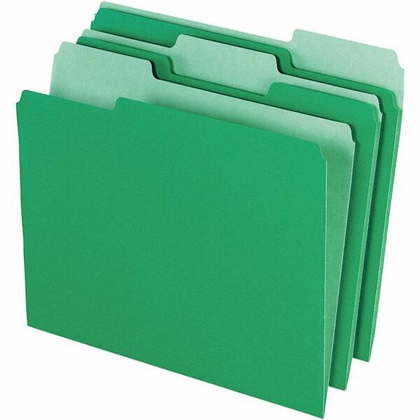 Pendaflex - 11-5/8 x 9-1/2", Letter Size, Green/Light Green, File Folders with Top Tab - 11 Point Stock, Assorted Tab Cut Location - Apex Tool & Supply