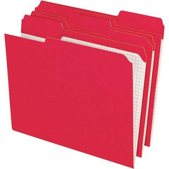 Pendaflex - 11-5/8 x 9-1/2", Letter Size, Red, File Folders with Top Tab - 11 Point Stock, Assorted Tab Cut Location - Apex Tool & Supply