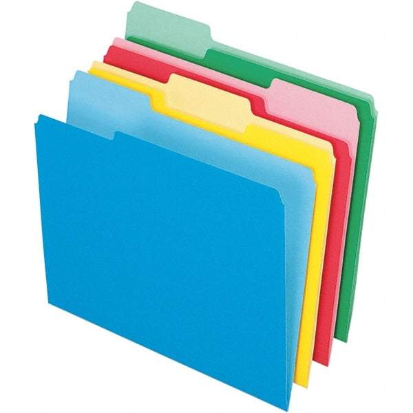 Pendaflex - 11-5/8 x 9-1/2", Letter Size, Assorted Colors, File Folders with Top Tab - 11 Point Stock, Assorted Tab Cut Location - Apex Tool & Supply