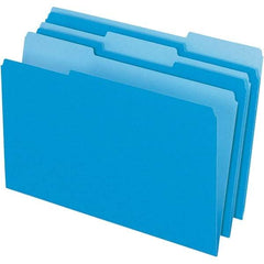Pendaflex - 14-5/8 x 9-1/2", Legal, Blue/Light Blue, File Folders with Top Tab - 11 Point Stock, Assorted Tab Cut Location - Apex Tool & Supply