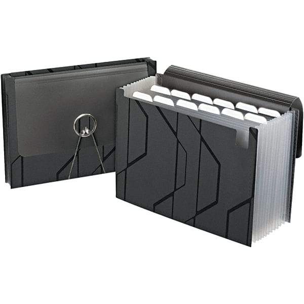 Pendaflex - 11-3/4 x 9-1/2", Letter Size, Black, Expandable File Folders with Elastic Cord Closure - 1/6 Tab Cut Location - Apex Tool & Supply