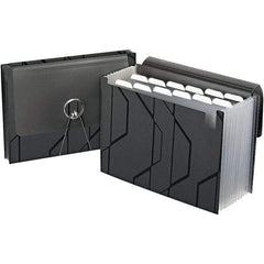 Pendaflex - 11-3/4 x 9-1/2", Letter Size, Black, Expandable File Folders with Elastic Cord Closure - 1/6 Tab Cut Location - Apex Tool & Supply