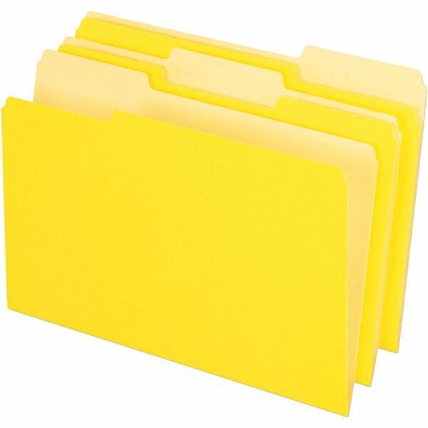 Pendaflex - 14-5/8 x 9-3/16", Legal, Yellow, File Folders with Top Tab - 11 Point Stock, Assorted Tab Cut Location - Apex Tool & Supply