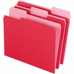 Pendaflex - 11-5/8 x 9-3/16", Letter Size, Red, File Folders with Top Tab - 11 Point Stock, Assorted Tab Cut Location - Apex Tool & Supply