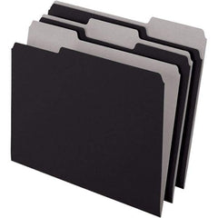 Pendaflex - 11-5/8 x 9-3/16", Letter Size, Black, File Folders with Top Tab - 11 Point Stock, Assorted Tab Cut Location - Apex Tool & Supply