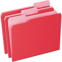 Pendaflex - 11-5/8 x 9-1/2", Letter Size, Red/Light Red, File Folders with Top Tab - 11 Point Stock, Assorted Tab Cut Location - Apex Tool & Supply