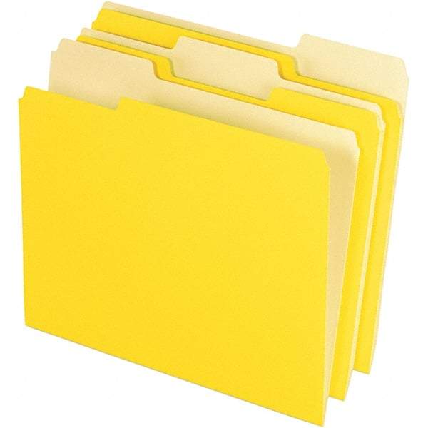 Pendaflex - 11-5/8 x 9-1/2", Letter Size, Yellow, File Folders with Top Tab - 11 Point Stock, Assorted Tab Cut Location - Apex Tool & Supply