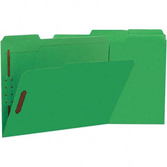 UNIVERSAL - 8-1/2 x 11", Letter Size, Green, File Folders with Top Tab - 11 Point Stock, Assorted Tab Cut Location - Apex Tool & Supply