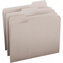 SMEAD - 11-5/8 x 9-1/2", Letter Size, Gray, File Folders with Top Tab - 11 Point Stock, Assorted Tab Cut Location - Apex Tool & Supply