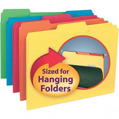 SMEAD - 11-5/8 x 9-3/16", Letter Size, Assorted Colors, File Folders with Top Tab - 11 Point Stock, Assorted Tab Cut Location - Apex Tool & Supply