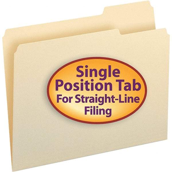 SMEAD - 11-5/8 x 9-1/2", Letter Size, Manila, File Folders with Top Tab - 11 Point Stock, 1/3 Tab Cut Location - Apex Tool & Supply