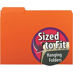 SMEAD - 11-5/8 x 9-3/16", Letter Size, Orange, File Folders with Top Tab - 11 Point Stock, Assorted Tab Cut Location - Apex Tool & Supply