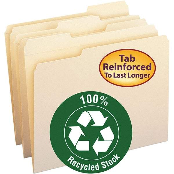 SMEAD - 11-5/8 x 9-1/2", Letter Size, Manila, File Folders with Top Tab - 11 Point Stock, Assorted Tab Cut Location - Apex Tool & Supply