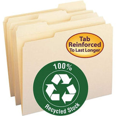 SMEAD - 11-5/8 x 9-1/2", Letter Size, Manila, File Folders with Top Tab - 11 Point Stock, Assorted Tab Cut Location - Apex Tool & Supply